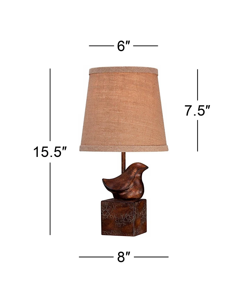 360 Lighting Rustic Farmhouse Accent Table Lamp 15 1/2" High Set of 2 Sculptural Crackle Drum Shade for Bedroom House
