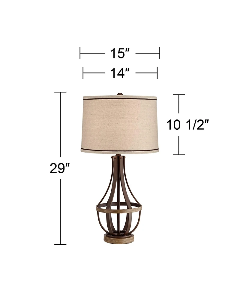 Franklin Iron Works Louanne Industrial Table Lamp 29" Tall Oil Rubbed Bronze with Usb Cord Dimmer