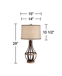 Franklin Iron Works Louanne Industrial Table Lamp 29" Tall Oil Rubbed Bronze with Usb Cord Dimmer