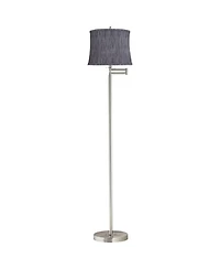 360 Lighting Druckman Modern Tall Standing Floor Lamp Adjustable Swing Arm Metal Brushed Nickel Finish Drum Kensing