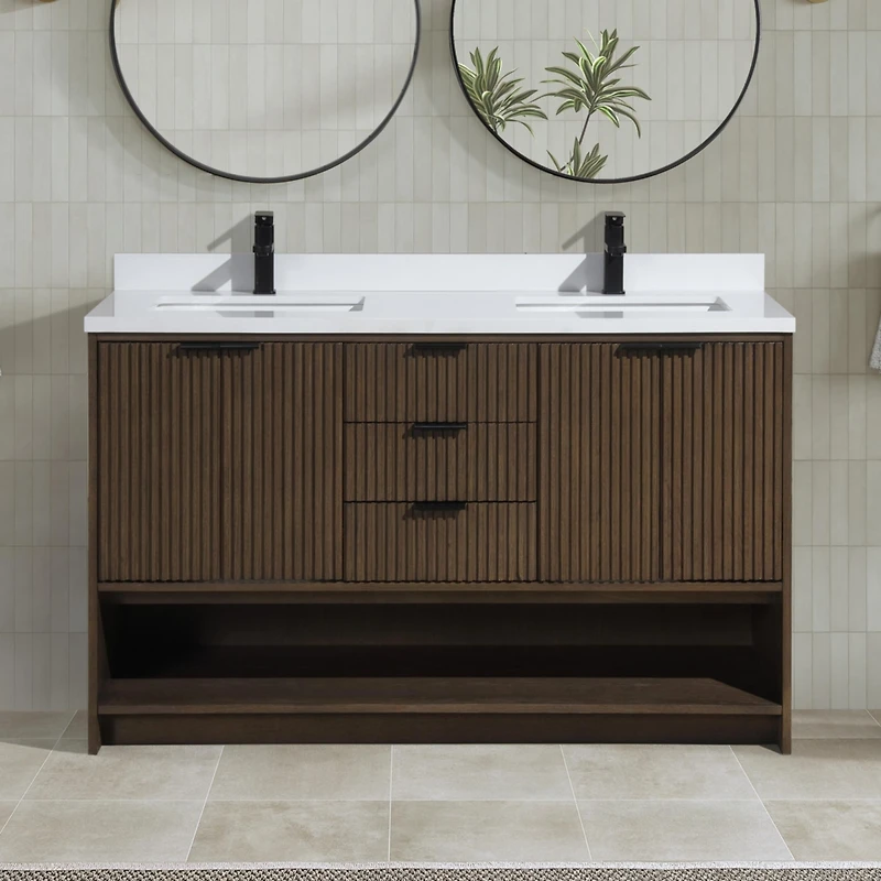 Ari Bath Diego 55" Bathroom Vanity Walnut