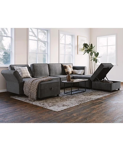 gaomon Modular Sectional Sofa with Ottomans, 7-Seat U-Shaped Chenille Sleeper Couch with Storage