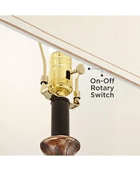 Possini Euro Design Julius Modern Table Lamps 27" Tall Set of 2 Ceramic Copper Drip Rectangular Fabric Shade for Bedroom Living Room Bedside Offi