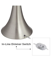 360 Lighting Gerson Modern Table Lamps Set of 2 with Round Risers 25 1/2" High Brushed Nickel Dimmers Led Drum Shade for Bedroom Living Room