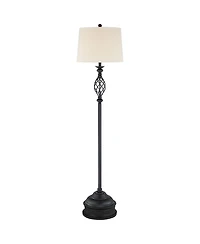 Franklin Iron Works Annie Rustic Floor Lamp with Riser 67 1/2" Tall Iron Scroll Cream Hardback Drum Shade