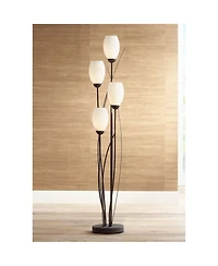 Franklin Iron Works Jareth Modern Industrial 73" Tall Tulip Floor Lamp with Smart Socket 4-Light Glass