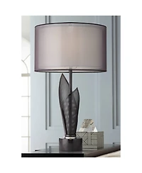 Possini Euro Design Sasha Modern Industrial Table Lamp 31 1/2" Tall Sculptural Metal Double Shade Bedroom Living Room Bedside Nightstand Office