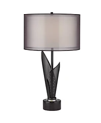 Possini Euro Design Sasha Modern Industrial Table Lamp 31 1/2" Tall Sculptural Metal Double Shade Bedroom Living Room Bedside Nightstand Office