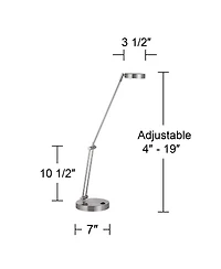 360 Lighting Jarrett 19" High Small Modern Desk Lamps Set of 2 Adjustable Led Satin Nickel Finish Metal Home Office