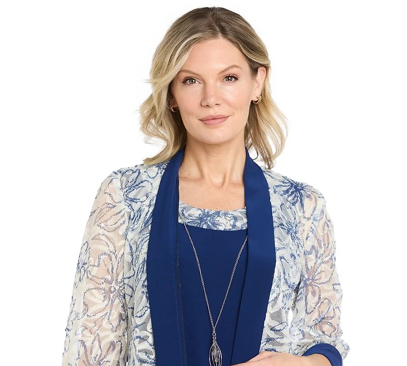 Rm Richards Women's Printed Jacket & Crewneck Dress, 2-Piece Set