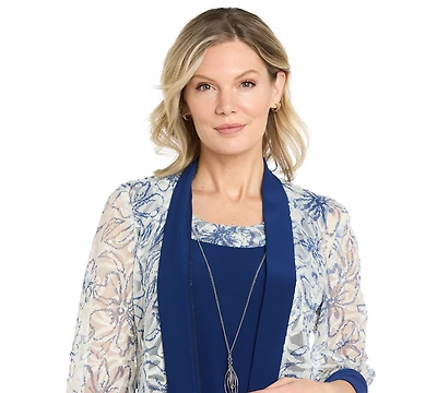 Rm Richards Women's Printed Jacket & Crewneck Dress, 2-Piece Set