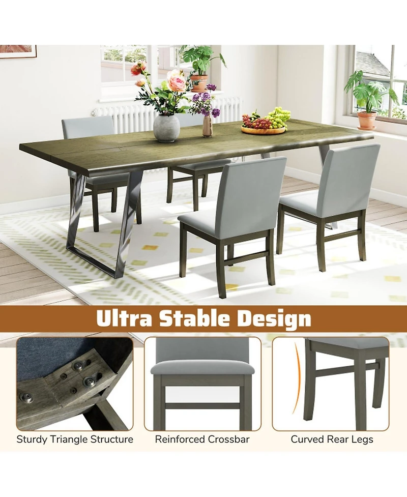 Gouun Set of 2 Velvet Upholstered High-Back Dining Chairs with Rubber Wood Legs