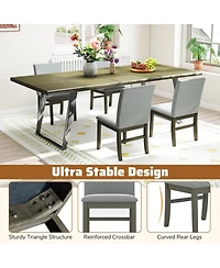 Gouun Set of 2 Velvet Upholstered High-Back Dining Chairs with Rubber Wood Legs