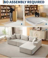 gaomon 108" Modular Cloud Sectional Sofa, L-Shaped Couch with Chaise, Deep Seat, No Assembly - Beige (cotton linen fabric)