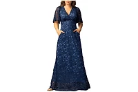 Kiyonna Women's Luminous Sequin Lace Evening Gown with Pockets