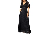 Kiyonna Women's Luminous Sequin Lace Evening Gown with Pockets