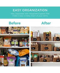 Best Choice Products Set of 4 12in Woven Water Hyacinth Pantry Baskets w/ Chalkboard Label, Chalk Marker