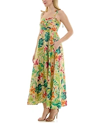 Taylor Petite Printed Square Neck Midi Dress