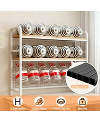 Yigii 2-Tier Desktop Hutch Bookshelf Metal Grid Panel Storage Organizer