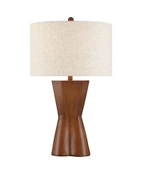 Possini Euro Design Tri 30" Tall Large Modern End 3-Way Table Lamp Faux Wood Finish Single Shade Living Room Bedroom
