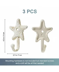 Yigii 3pcs Cast Iron Starfish Wall Hooks Nautical Decorative Hangers for Coats Towels Keys