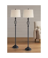 Franklin Iron Works Annie Traditional 63" Tall Standing Floor Lamps Set of 2 Lights