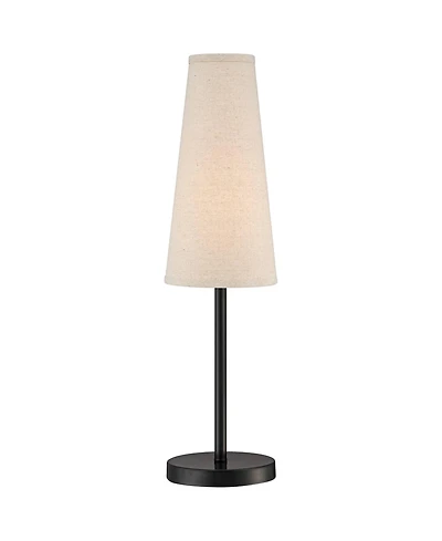 360 Lighting Modern Table Lamp 26" High Espresso Metal Linen Cone Shade for Bedroom Living Room Home Bedside Nightstand Office
