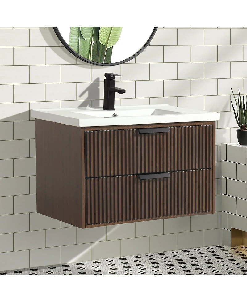 Ari Bath Diego 30" Floating Bathroom Vanity Walnut