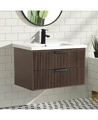 Ari Bath Diego 30" Floating Bathroom Vanity Walnut