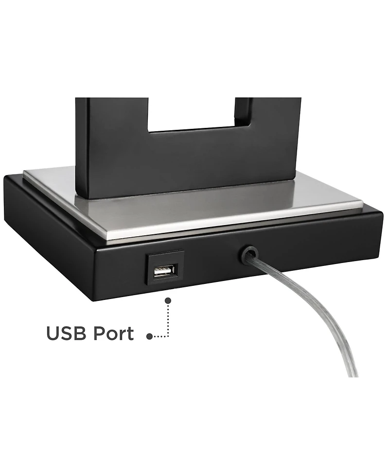 360 Lighting Neil Modern Table Lamp with Marble Riser 26" High Two Tone Usb Charging Port Rectangular Shade Bedroom for Bedroom Living Room Desk