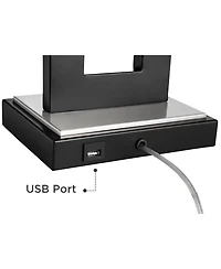 360 Lighting Neil Modern Table Lamp with Marble Riser 26" High Two Tone Usb Charging Port Rectangular Shade Bedroom for Bedroom Living Room Desk