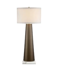 Possini Euro Design Karen Modern Table Lamp with Square Marble Riser 36" Tall Dark Gold Glass Shade for Bedroom Living Room Nightstand
