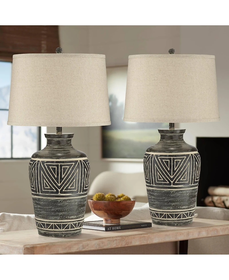 John Timberland Miguel 32" Tall Jar Large Southwest Rustic End Table Lamps Set of 2
