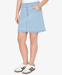 Ruby Rd. Petite Scalloped-Hem Stretch Denim Skort