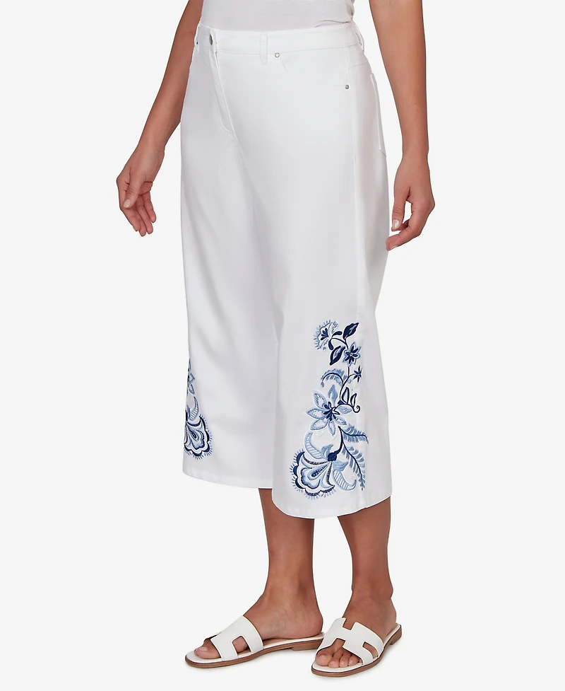 Ruby Rd. Petite Embroidered-Hem Denim Capri Pants