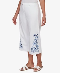 Ruby Rd. Petite Embroidered-Hem Denim Capri Pants