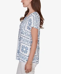 Ruby Rd. Petite Bandana Print Knit T-Shirt