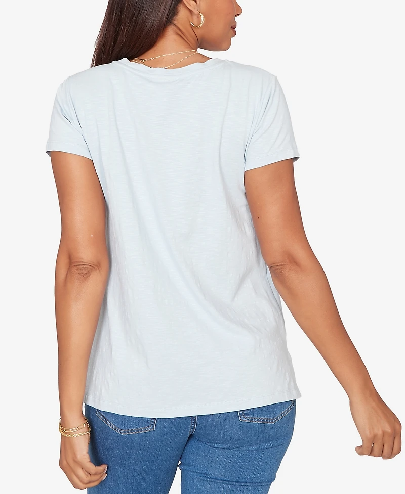 Ruby Rd. Petite Paisley Lace Solid Knit T-Shirt