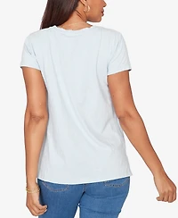 Ruby Rd. Petite Paisley Lace Solid Knit T-Shirt