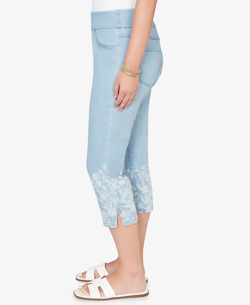 Ruby Rd. Petite Printed-Hem Denim Capri Pants