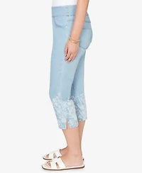 Ruby Rd. Petite Printed-Hem Denim Capri Pants