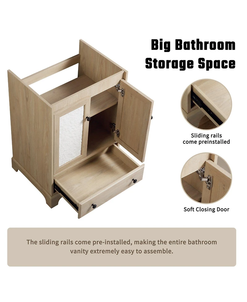 Busdays Bathroom vanity with sink Modern Bathroom Vanity with Ceramic Basin 1 Drawer, Free Standing Bathroom Storage