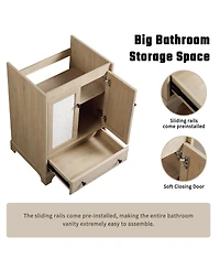 Busdays Bathroom vanity with sink Modern Bathroom Vanity with Ceramic Basin 1 Drawer, Free Standing Bathroom Storage