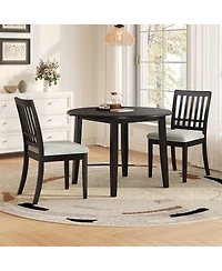 Maison Boucle 3-Piece Folding Round Dining Table Set, 2-Chair Kitchen Nook Set
