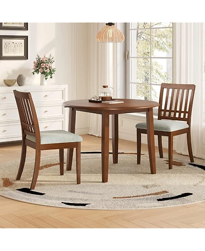 Maison Boucle 3-Piece Folding Round Dining Table Set, 2-Chair Kitchen Nook Set