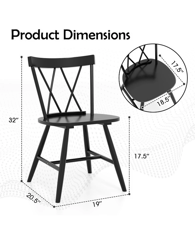 Gouun Set of 2 Farmhouse Kitchen Dining Chairs with Rubber Wood Frame