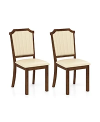 Gouun Set of 2 Pu Leather Dining Chairs with Rubber Wood Frame and Padded Seat