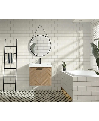 Ari Bath Carlsbad 24" Floating Bathroom Vanity Weathered Fir