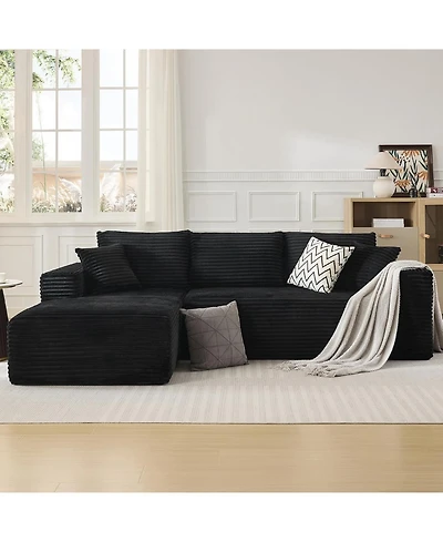 gaomon 108" Cloud Sectional Sofa, L-Shaped Couch with Deep Seat, Corduroy