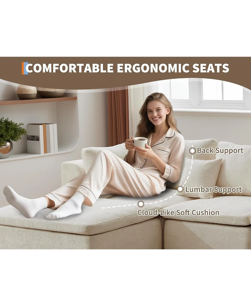 gaomon 110" Cloud Sectional Sofa, L-Shaped Boneless Couch with Ottoman, 3-Seat Modular Sofa